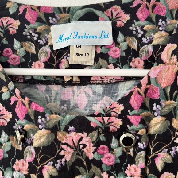 Vintage Meryl Fashions LTD Floral Belted MIDI Dress made in USA Size 10 - Picture 15 of 15